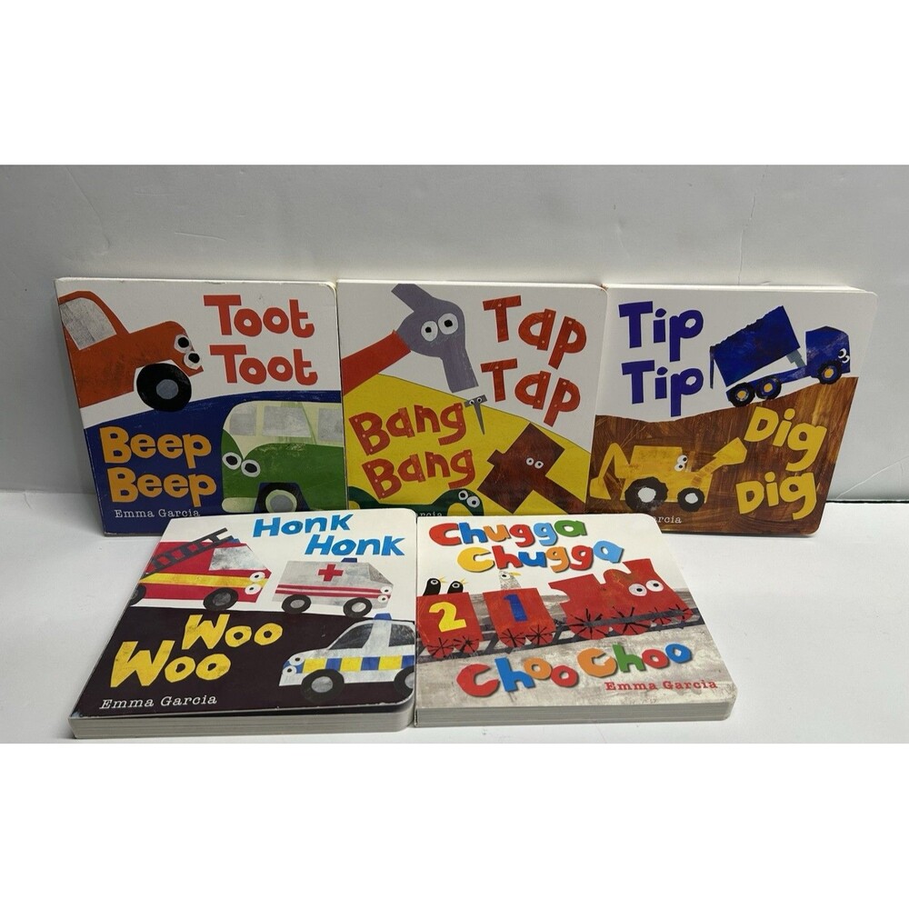 Tip tip tap tap toot woo chugga lot 5 board books baby toddlers vehicles
